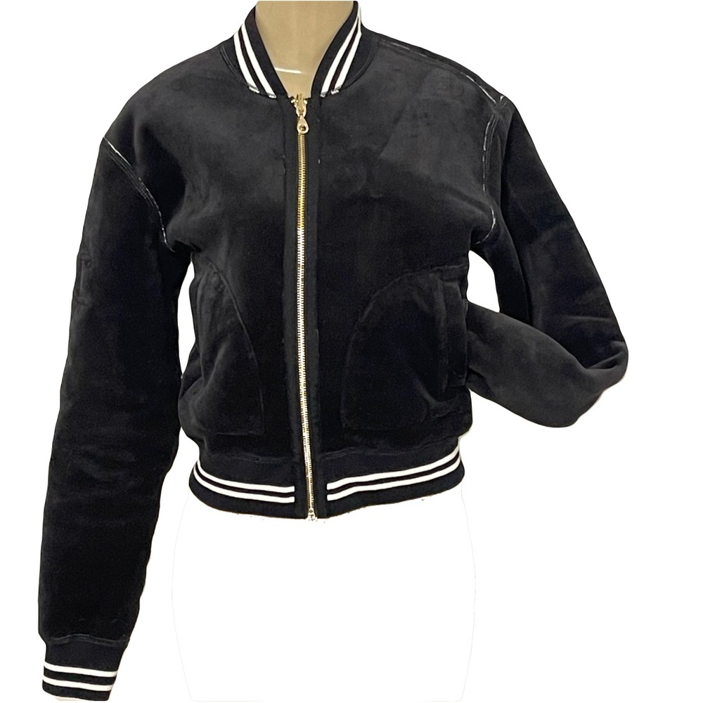 Juicy Couture black label suede bomber zip up jacket black Fall Winter XS